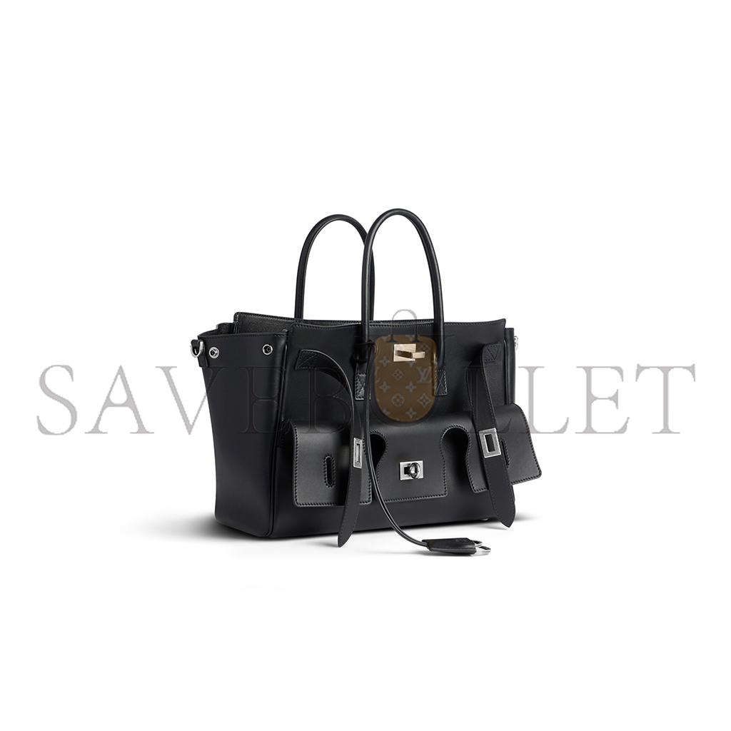 BALENCIAGA WOMEN'S BEL AIR SMALL CARRY ALL BAG IN BLACK 8125452ABAW1000 (29.5*20.3*11.9cm) BALENCIAGA WOMEN'S BEL AIR SMALL CARRY ALL BAG IN BLACK 8125452ABAW1000 (29.5*20.3*11.9cm)